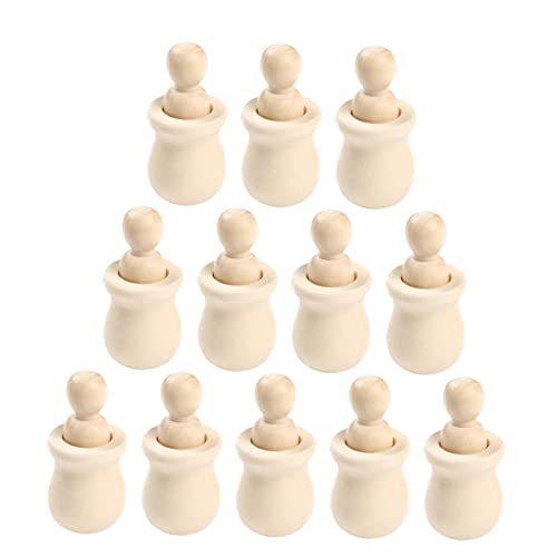 FRCOLOR 12 Stück Teiliges Unbemalter Holzfiguren zum Basteln Blanke Holz Peg Dolls für DIY Malprojekte Natürliche Holzpuppen für Kinderhandwerk Kreative Dekoration und Geschenkideen von FRCOLOR
