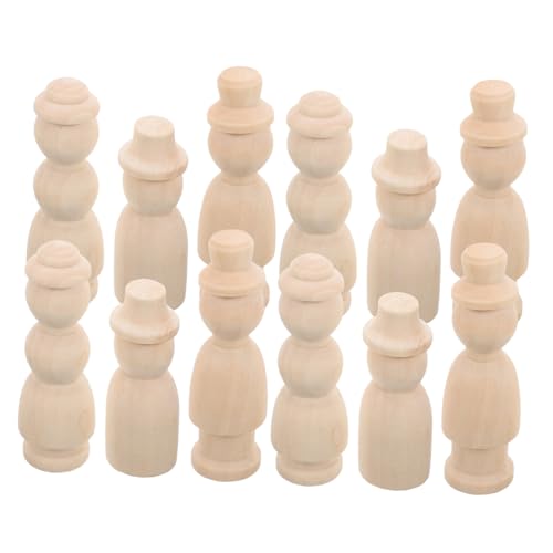 FRCOLOR 12Stücke DIY Holzpuppen zum Bemalen Unvollendete Holzfiguren für Kunsthandwerksprojekte Kreatives Basteln für Fördert Feinmotorik und Kreativität von FRCOLOR