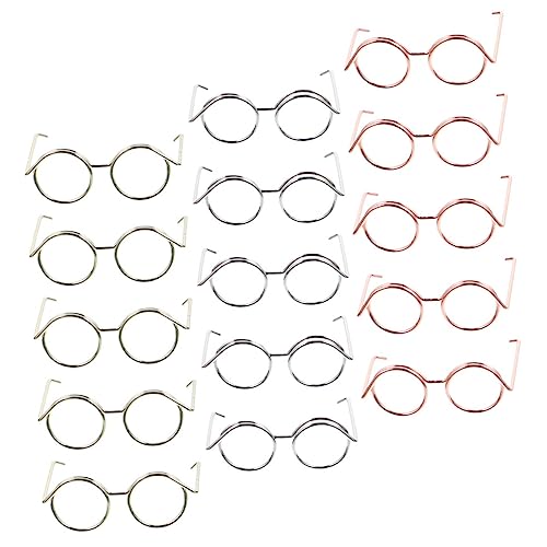 FRCOLOR 15 Stück Miniatur Brillen für Puppen Teiliges Set Roségold Silber und Gold Robuste und Brillenrahmen für Kreative Bastelprojekte und Kindergeburtstagsfeiern von FRCOLOR