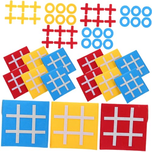 FRCOLOR 15 Stück Teiliges Mini Filz Ticktacktoe Spielset in Rot Gelb Blau Lernspiel für Fördert Logisches und Fantasie Familienspiel und Partygeschenk von FRCOLOR