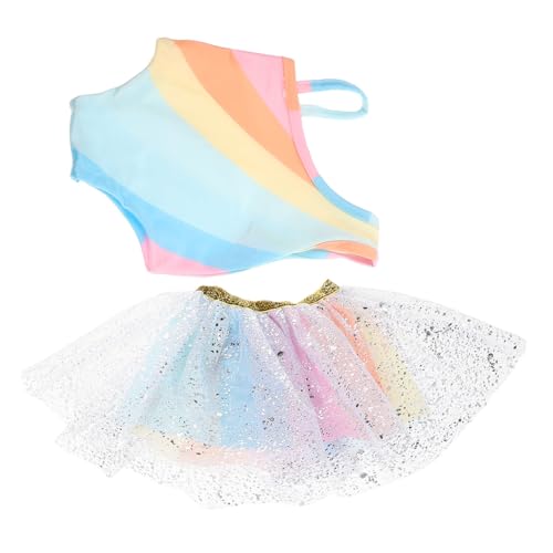 FRCOLOR 18 Zoll Puppenkleid Tutu für Kleinkinder Regenbogen Ballett Outfit Stilvolle Tüllrock Kleidung für Amerikanische Puppen für Partys und Besondere Anlässe von FRCOLOR