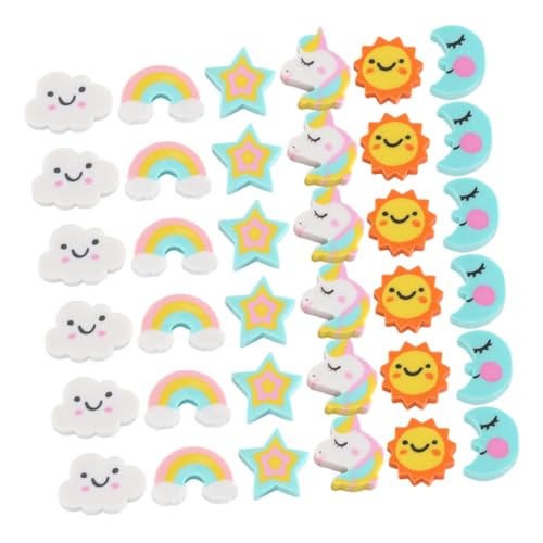 FRCOLOR 180 Stück Mini Radiergummis für Wolken Stern Mond und Sonnenblumenform Bunte Schmutzfreie Bleistiftradierer Schul und Partypreise von FRCOLOR