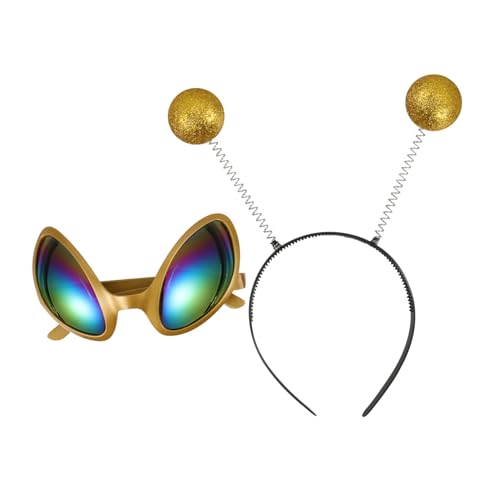 FRCOLOR 1Satz Alien Sonnenbrille mit Haarband Set Lustiges Party Kostümzubehör für Halloween Kostümpartys Kreative Brille Stirnband für Unvergessliche Feiern UV FRCOLOR 1Satz Alien Sonnenbrille mit Haarband Set Lustiges Party Kostümzubehör für Halloween Kostümpartys Kreative Brille Stirnband für Unvergessliche Feiern UV von FRCOLOR