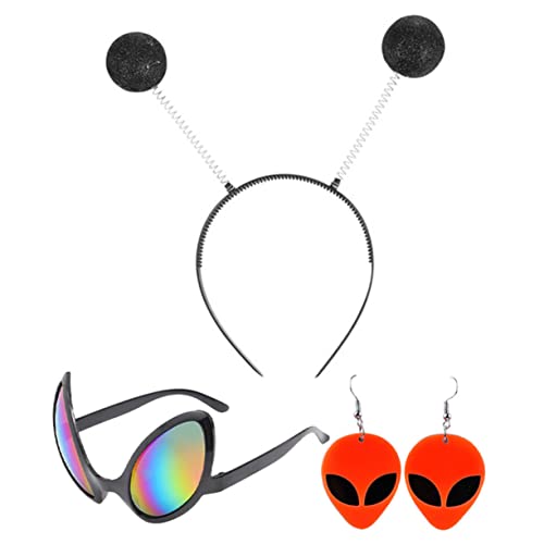 FRCOLOR 2 Sätze Alien-stirnband Make-up-stirnband Weltraum-stirnband Abschlussball Anzug Halloween-alien-brille Marskopf Boppers Außerirdische Ohrringe Alien-kostümzubehör Kreative Brillen von FRCOLOR
