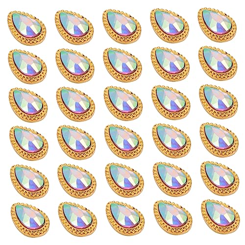 FRCOLOR 2 Sätze Nagelbohrer in Tropfenform Nail Gems Maniküre Zubehör Reiz Charme Strasssteine Aufkleber Kristalle Nagelstecker Kristalle Nagel Edelsteine Legierung Golden 30 Stück * 2 von FRCOLOR