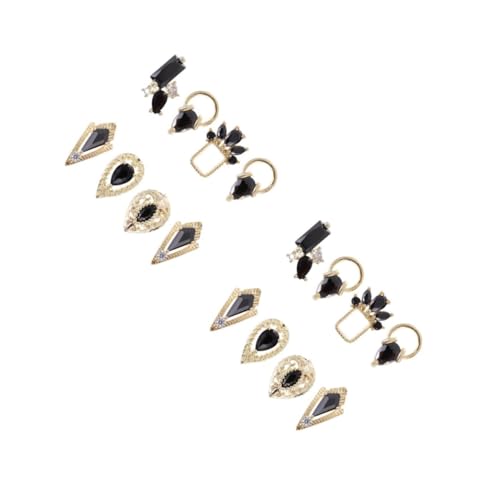 FRCOLOR 2 Sätze Nail Art Zirkon Schmuck Maniküre-diamant-dekore Schwarz Nailart-zirkon-anhänger Nailart-strasssteine Nail-art-kit Nagel Für Maniküre-zirkone Black Metall 8 Stücke * 2 von FRCOLOR