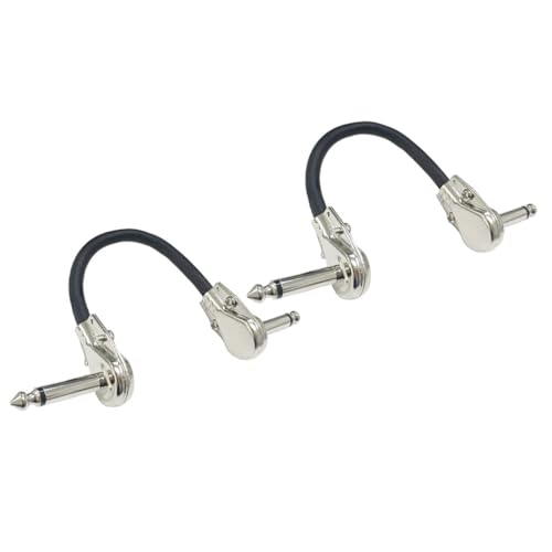 FRCOLOR 2 Stück Gitarren Patchkabel Silberbeschichtete Flachstecker Langlebig Flexibel Gitarre Bass Effektgeräte Live Straßenperformance Zubehör von FRCOLOR