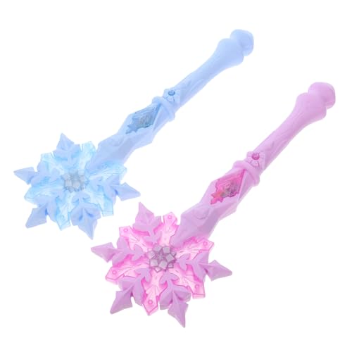 FRCOLOR 2 Stück Leuchtende Schneeflocken Zauberstäbe Leichte Farbige Feenstäbe für Mädchen Cosplay Party Requisiten Bühnenauftritte Geburtstagsfeiern Winterliches Blau und Rosa von FRCOLOR