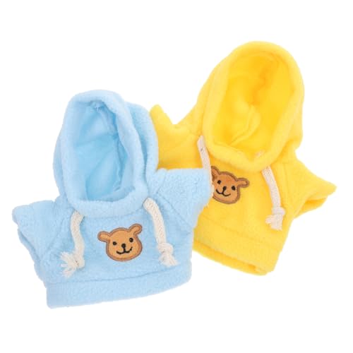 FRCOLOR 2 Stück Teiliges Bärenpuppen Kleidung aus Hochwertigem Flexible Wiederverwendbare Plüsch Bären Hoodies in Blau und Gelb Passend für Große Stofftiere und Puppen Dekoratives Kostüm von FRCOLOR