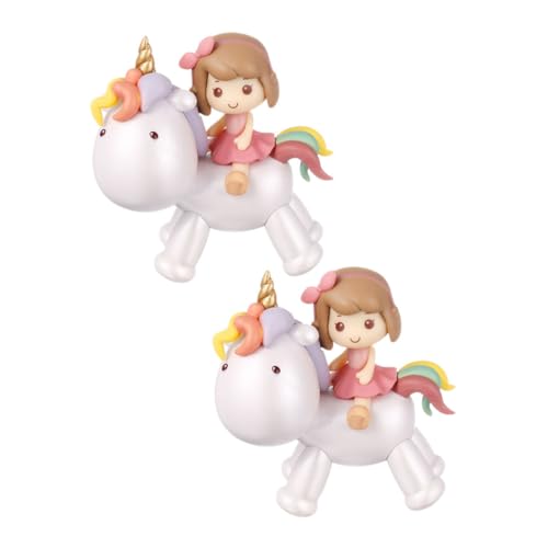 FRCOLOR 2 Stück Teiliges Einhorn Mädchen PVC Cake Topper Niedliche Tortendekoration für Babyparty Langlebige Farbenfrohe Kuchenfigur mit Einzigartiger Form als und Partyaccessoire von FRCOLOR