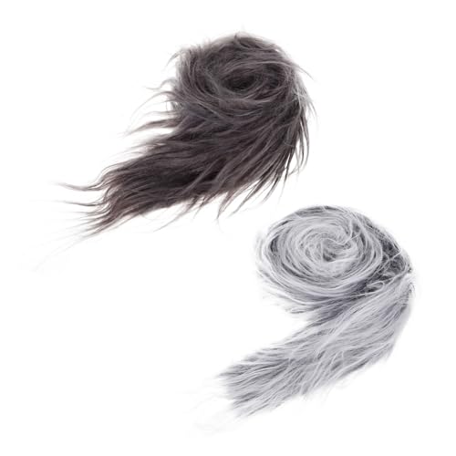 FRCOLOR 2 Stück Teiliges Graue Flauschige Kunstfellstreifen Breit Lang DIY Fuchsgesichts-masken Zubehör Zottelige Fellimitat Patches für Zwergbart Weihnachtsmann-haar Basteln von FRCOLOR