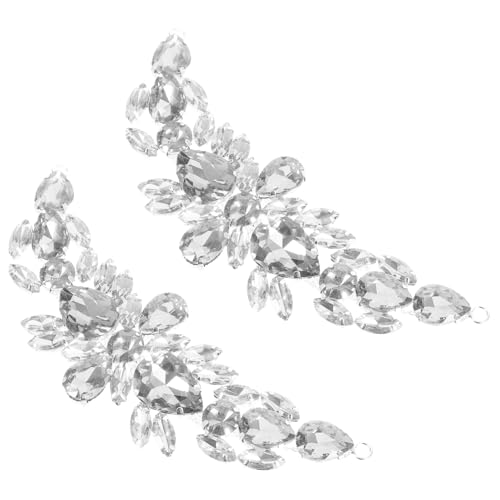 FRCOLOR 2 Stücke Teiliges Blumen Strass Applikationen mit Schweißbefestigung Vielseitige Brautschuh Verzierung Kratzfeste Patches für Diy Hochzeitskleider und Festliche Schuhe von FRCOLOR