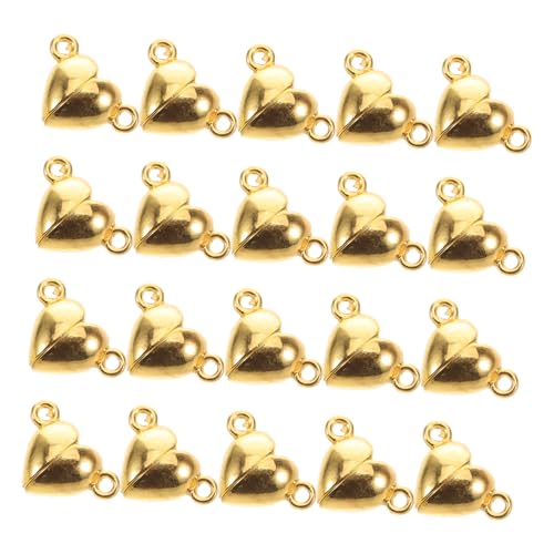 FRCOLOR 20 Stück Herzförmiger Anhänger mit Magnetschnalle Magnetverschlüsse für Halsketten Verschluss für Schmuck Herz Magnetverschluss Schmuck Zubehör Herzmagnet Mini Zinklegierung Golden von FRCOLOR
