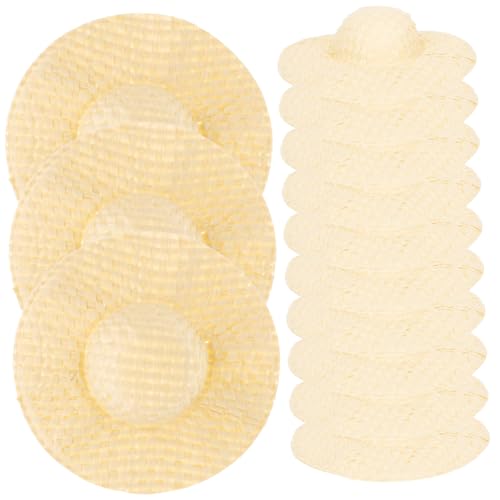 FRCOLOR 20 Stück Teiliges Miniatur Papierhüte Beige Geflochtene DIY Puppenhut Deko für Puppenhaus Foto Requisiten und Bastelzubehör Kleine Woven Hüte für Handwerk und Heimdekoration von FRCOLOR