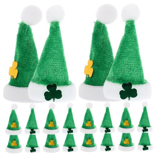 FRCOLOR 20 Stück Teiliges Plüsch Hüte mit Shamrock DIY Puppenhut Zubehör für Bastelprojekte Grün und Goldfarbene Mützen für Karneval und Kreative Dekorationen von FRCOLOR