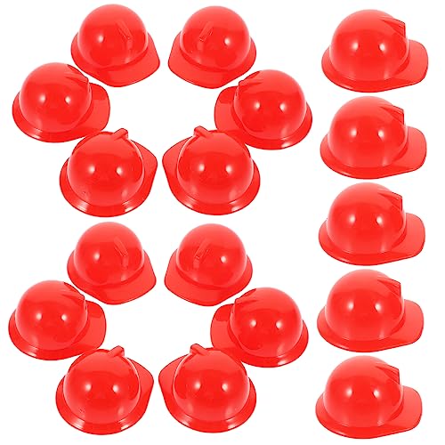 FRCOLOR 20 Stück Teiliges Schutzhelme Kunststoff Miniatur Bauschutzhelm als Kuchen Deko Puppenhut Haustier Accessoire Party Dekoration in Rot Vielseitig für Kleine Tiere von FRCOLOR