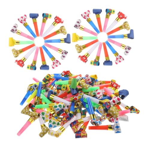 FRCOLOR 200 Stück Teiliges Bunte Partypfeifen Party Blowouts mit Klarem Hohem Leichte Geburtstags und Feierlautsignalgeber Tragbare Party Giveaways für Erwachsene von FRCOLOR