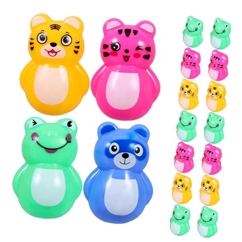 FRCOLOR 24 Stück Teiliges Mini Stehauf Tierfiguren für Montessori Holzspielzeug Dekorative Tumbler Skulpturen für Wohn und Schreibtisch Deko Charmante Hand Auge Koordination von FRCOLOR