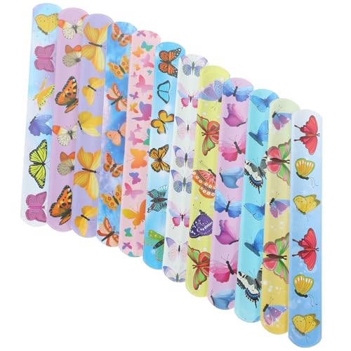 FRCOLOR 24 Stück Teiliges Schmetterling Schnapparmband aus Langlebigem und Leichte Party Schnapparmbänder für Kindergeburtstage Tanzfeste und Bunte Partys und Robuste Snap Armbänder von FRCOLOR