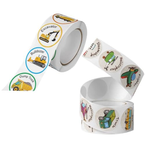 FRCOLOR 2Rollen Fahrzeug Aufkleber für Belohnende Sticker mit Bunten Designs für Schüler für Kindergarten und Klassenraum Selbstklebend und Motivierend von FRCOLOR