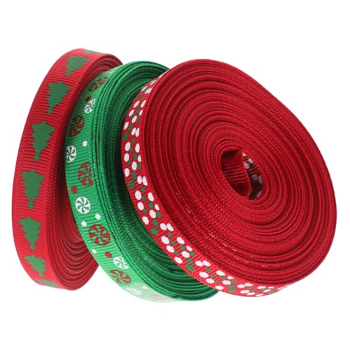 FRCOLOR 3 Rollen Weihnachtsband für Basteln Festlich Bedrucktes Geschenkband Vielseitig Verwendbares Dekorationsband mit Lebendigen Farben und Charmanten Weihnachtsmotiven für von FRCOLOR
