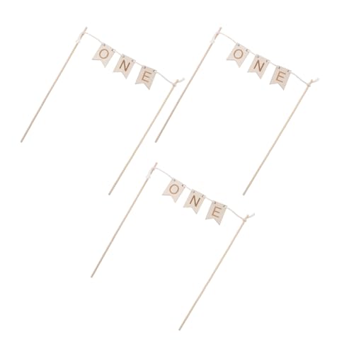 FRCOLOR 3 Stück Holz Cake Topper Teiliges mit One Banner Handgefertigte Geburtstagstortendeko für Geburtstag Natürliche Holzverarbeitung Gravierte Details Vielseitig Einsetzbar für FRCOLOR 3 Stück Holz Cake Topper Teiliges mit One Banner Handgefertigte Geburtstagstortendeko für Geburtstag Natürliche Holzverarbeitung Gravierte Details Vielseitig Einsetzbar für von FRCOLOR