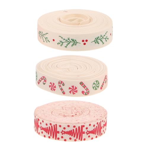FRCOLOR 3 Stück Teiliges Baumwoll-weihnachtsband Yards Weiches Geschenkband zum Basteln Vielseitiges Dekoband für Geschenkverpackungen Kränze Schleifen und Festliche Dekorationen von FRCOLOR