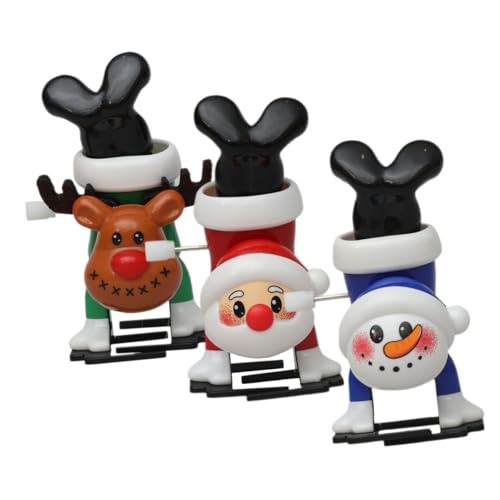 FRCOLOR 3 Stück Teiliges Weihnachts Aufziehspielzeug mit Elch Nikolaus und Schneemann Lustige Wind Up Figuren für Weihnachtsdeko und Mitgebsel Kompakt Sicher als und Partyspaß von FRCOLOR