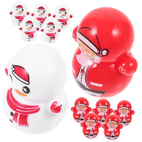 FRCOLOR 30 Stück Teiliges Mini Wackelfiguren Weihnachtsdeko aus Langlebigem Kunststoff Niedliche Schneemann und Weihnachtsmann Wackelfiguren als Tischdekoration und Partygeschenk von FRCOLOR
