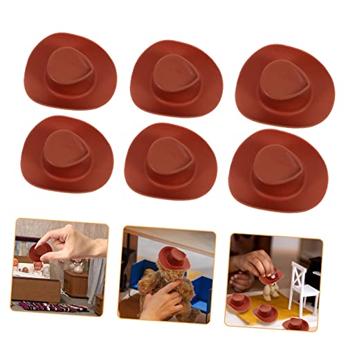 FRCOLOR 30 Stück Teiliges Mini Western Cowgirl Hüte aus Kunststoff Leichte Miniatur Puppenhüte für DIY Bastelprojekte Partydeko und Puppenhaus Zubehör Schokoladenbraun von FRCOLOR