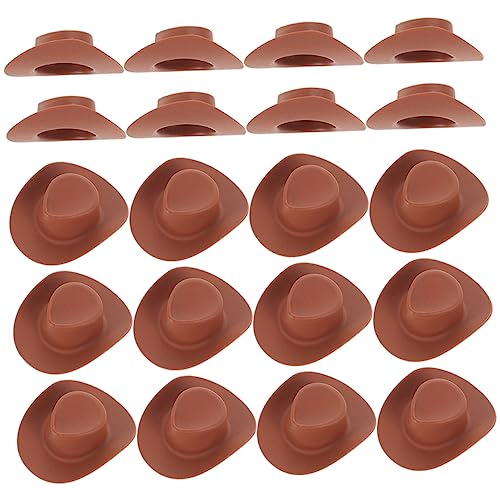 FRCOLOR 30 Stück Teiliges Miniatur Cowboy Hüte Robuste DIY Puppenhüte Leichte Niedliche Mini Hüte für Puppenhaus Dekoration Vielseitig für Bastelprojekte und Partyaccessoires Braun von FRCOLOR