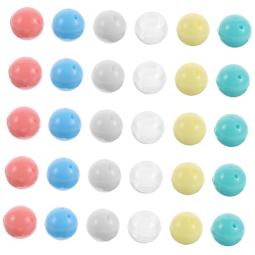 FRCOLOR 30 Stück Teiliges Runde Mini Kapseln für Kaugummiautomaten Wiederverwendbare Kunststoffbehälter in Weiß Blau Grün Transparent Gelb für Kinderparty Spiele und DIY Bastelbedarf von FRCOLOR