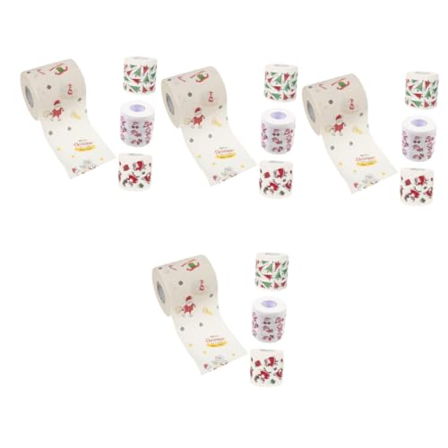 FRCOLOR 4 Sätze Toilettenpapier Mit Weihnachtsmuster Teppiche Weihnachtsdekoration Drinnen Weihnachtsdekorationen Toilettenpapier Masse Abendessen Seidenpapier Klopapier 4 Rollen * 4 von FRCOLOR