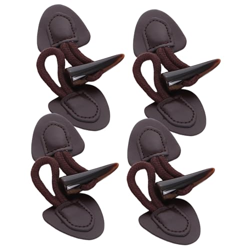 FRCOLOR 4 Sets Knebelknöpfe Aus Hornimitat Leder Mit Schnalle Für Pullover Mantelknöpfe Knebelverschlüsse Zum Nähen Knebelknöpfe Für Mäntel Knebel Für Kleidung Braunes Baumwollseil von FRCOLOR