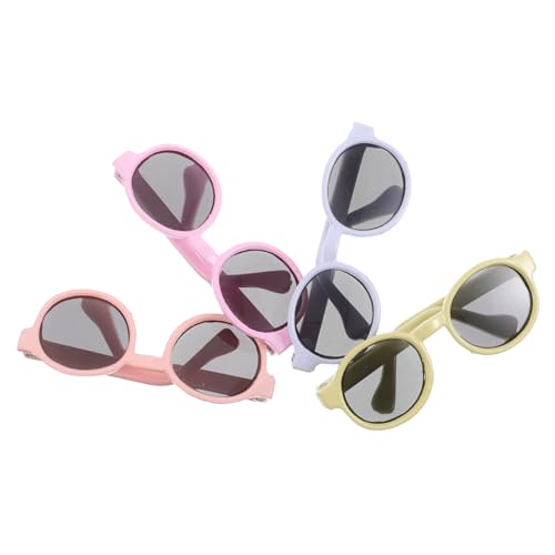 FRCOLOR 4 Stück Puppen Sonnenbrillen Bunte Macaron Farben Leichte Kunststoff Mini Brillen für Rollenspiel Puppenzubehör von FRCOLOR