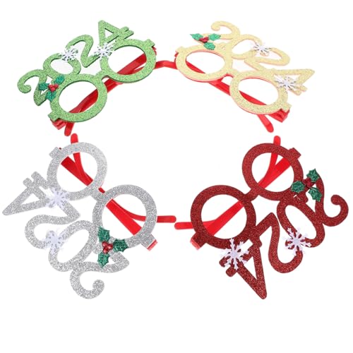 FRCOLOR 4 Stück Teiliges Glitzerrahmen Partybrille für Erwachsene Langlebig Festliche Foto-requisiten Neujahr Weihnachtsdeko Bunte Farbwahl von FRCOLOR