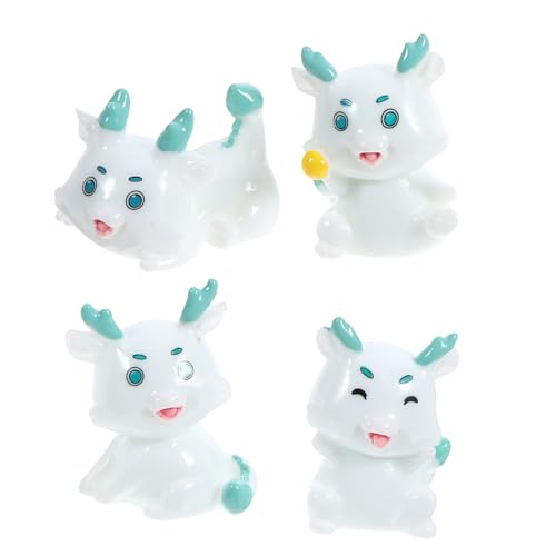 FRCOLOR 4 Stück Teiliges Mini Drachenfiguren aus Resin mit Verschiedenen Posen Niedliche Kleine Deko für Schreibtisch Wohnzimmer Garten Langlebige und Detailreiche Tischdekoration von FRCOLOR