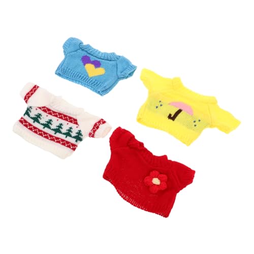 FRCOLOR 4 Stück Teiliges Plüsch Bär Pullover für Puppen Weiche Kuscheltier Kleidung mit Weihnachtsbaum Regenschirm Blume Herz Mustern Leicht zu Reinigen Vielseitig für Dekoration von FRCOLOR