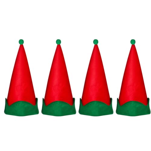 FRCOLOR 4 Stück Elfischer Spitzhut Weihnachtskostüme Elfenhüte Für Männer Und Frauen Weihnachtsstirnbänder Weihnachtselfenmütze Rote Hüte Tiara Erwachsener Satin- Kind Frohe Weihnachten von FRCOLOR