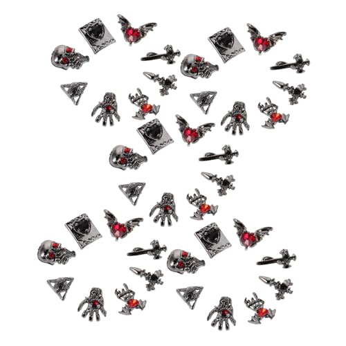 FRCOLOR 40 Stück Teiliges Halloween Nagel Vintage Punk Alloy Nail Charms mit Schädel Kreuz Herz Designs und Strass für DIY Maniküre und Kreative Nail Art FRCOLOR 40 Stück Teiliges Halloween Nagel Vintage Punk Alloy Nail Charms mit Schädel Kreuz Herz Designs und Strass für DIY Maniküre und Kreative Nail Art von FRCOLOR