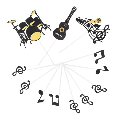 FRCOLOR 40 Stück Teiliges Musiker Cake Topper Set mit Gitarren Musiknoten und Mikrofonen Bunte Geburtstagstorten Dekoration für Musikliebhaber Einfache Anwendung für Musikthemen Partys von FRCOLOR