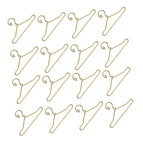 FRCOLOR 45 Stück Teiliges Mini Puppenkleiderbügel aus Goldfarbene Mini Kleiderbügel für Puppen Stabil und Platzsparend für Puppenhaus Puppenschrank und Miniatur Kleidung Organisieren von FRCOLOR