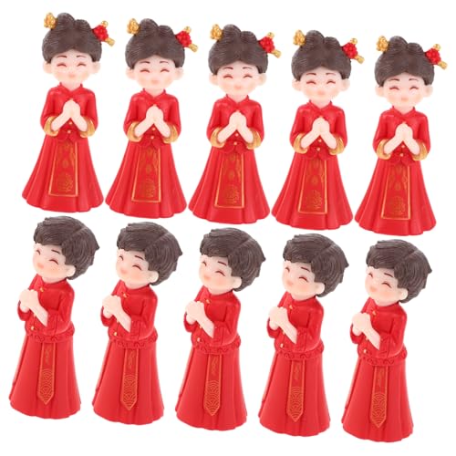 FRCOLOR 5 Paare Miniatur Chinesisches Brautpaar Figuren Traditionelle Hochzeitsdekoration Handliche Micro-landschaft für Tortendeko Tischaufsteller Symbolische Liebes Glücksbringer von FRCOLOR