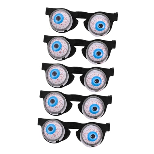 FRCOLOR 5 Stück Halloween Brille mit Wackelnden Augäpfeln Lustige Pop Out Augenbrille aus Leichtem Langlebigem Material für Kostüm Party Foto Requisiten und Scherzartikel von FRCOLOR