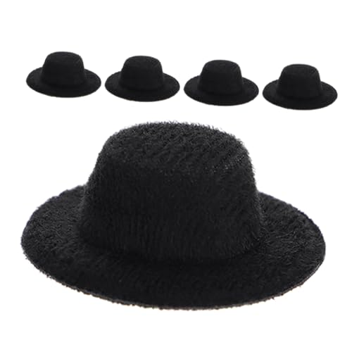 FRCOLOR 5 Stück Teiliges Miniatur Puppenhüte aus Stabilem Kleine Formelle Filzhüte für DIY Bastelarbeiten Leichte Mini Hüte für Puppenhaus Zubehör und Kostüm Accessoires von FRCOLOR