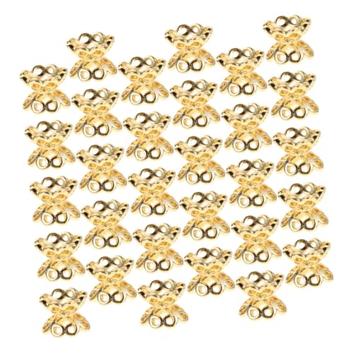 FRCOLOR 50 Stück Hohlarmbandzubehör armband zubehör handwerkliche Verzierungen Zierperlen Perlenkappen für die Schmuckherstellung Schmuckzubehör Zubehör Endkappen aus Metall Kupfer Golden von FRCOLOR