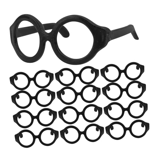 FRCOLOR 50 Stück Miniatur Runde Puppenbrillen Schwarze Puppenhaus Accessoires Strapazierfähige Dekorative Mini Brillen für Puppen Cosplay und Fotografie von FRCOLOR