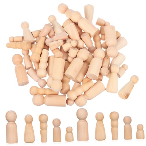 FRCOLOR 50 Stück Teiliges Unbemalte Holzpuppen aus Stabilem Holz DIY Bemalbare Figuren für Erwachsene Langlebige Holzfiguren zum Basteln und Dekorieren für Kreative Kunstprojekte von FRCOLOR