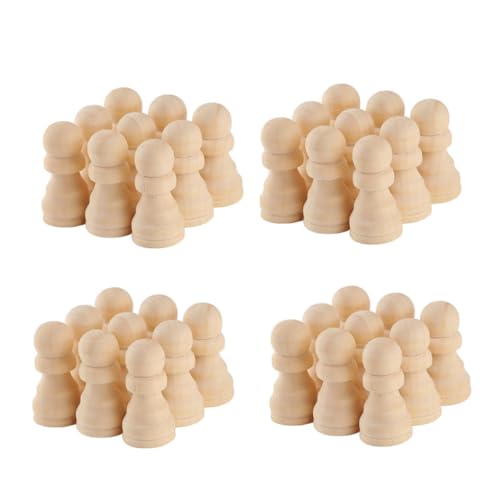 FRCOLOR 50 Stück Unbemalte Holz Schachfiguren Unfertige Internationale Schachspielstücke für DIY Bastelprojekte Kreative Spielzeuge für Erwachsene von FRCOLOR