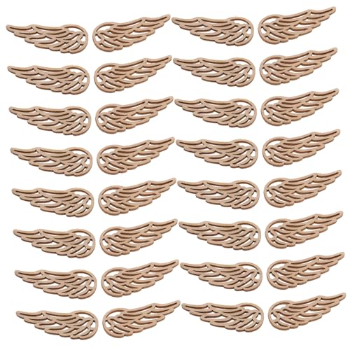 FRCOLOR 50 Stück Unfertige Holzflügel Ausschnitte DIY Bastelmaterial für Engelsflügel Holzscheiben für Kreative Projekte und Weihnachtsdekoration Naturholz Design Sicher von FRCOLOR